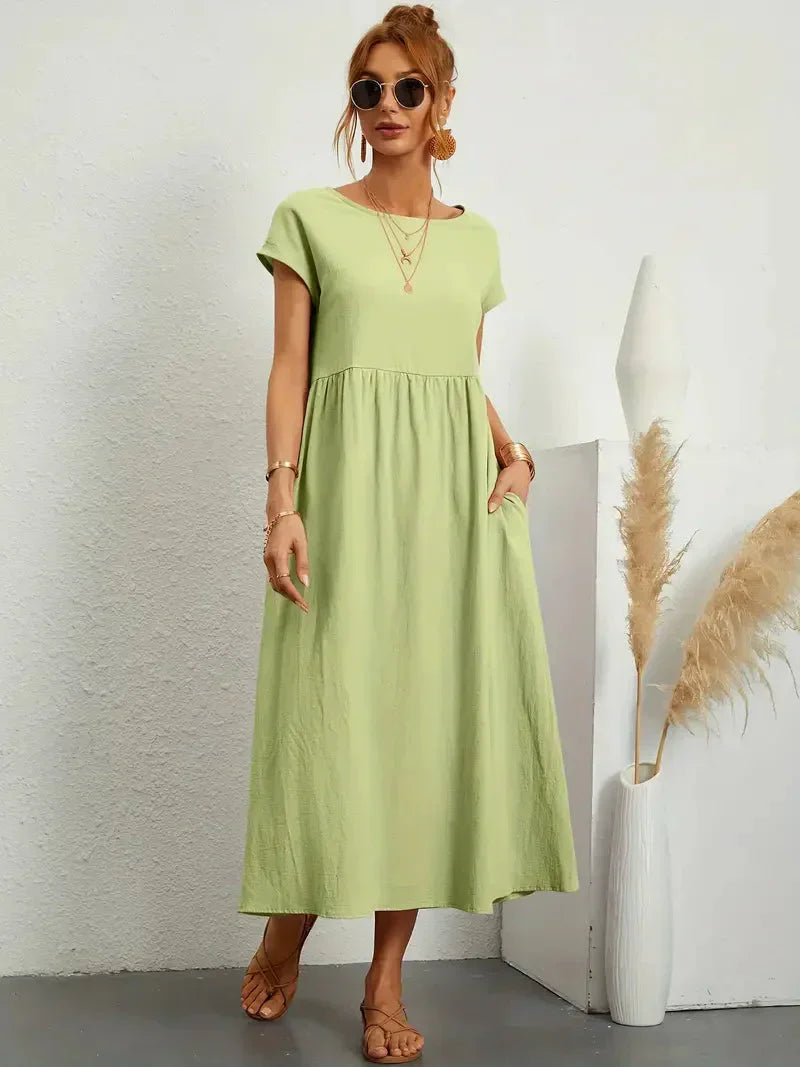 Lange jurk dames – Elegante jurk met vloeiende stof voor feest en bruiloft