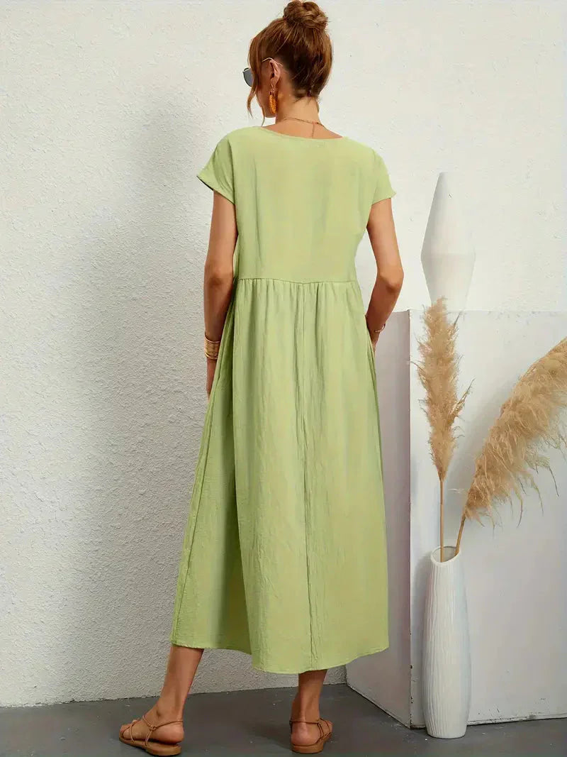 Lange jurk dames – Elegante jurk met vloeiende stof voor feest en bruiloft