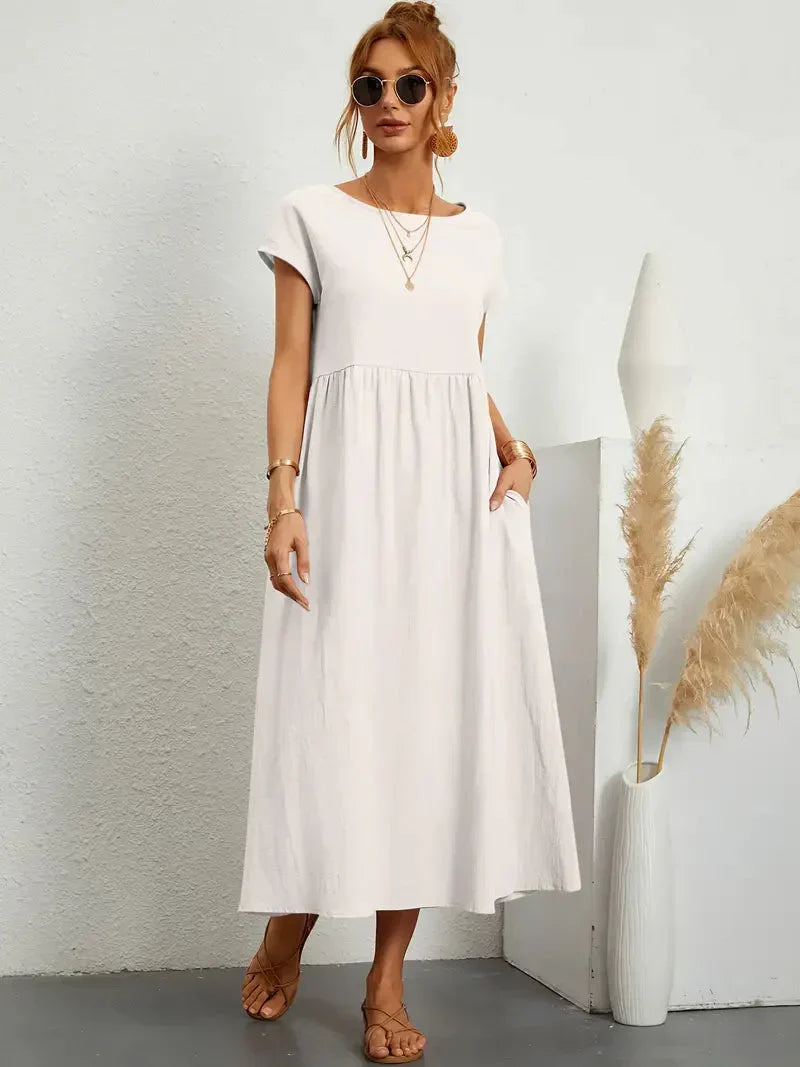 Lange jurk dames – Elegante jurk met vloeiende stof voor feest en bruiloft