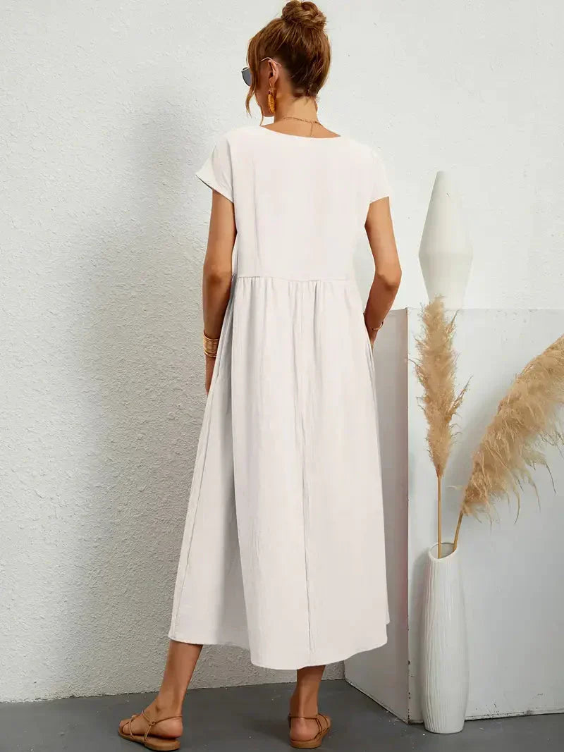 Lange jurk dames – Elegante jurk met vloeiende stof voor feest en bruiloft