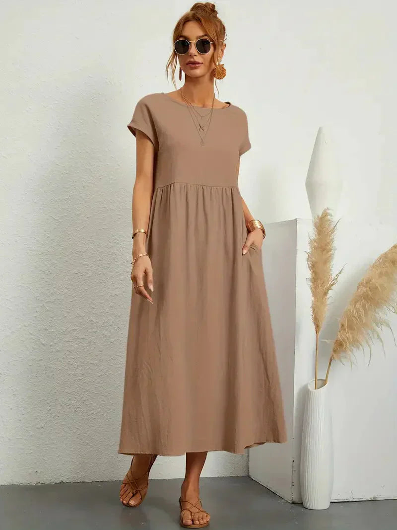 Lange jurk dames – Elegante jurk met vloeiende stof voor feest en bruiloft