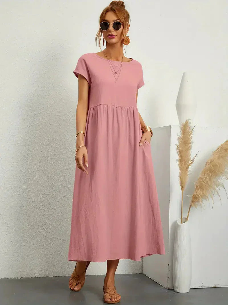 Lange jurk dames – Elegante jurk met vloeiende stof voor feest en bruiloft