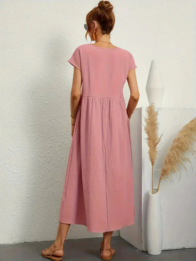 Lange jurk dames – Elegante jurk met vloeiende stof voor feest en bruiloft