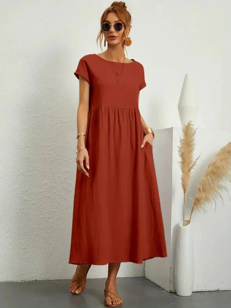 Lange jurk dames – Elegante jurk met vloeiende stof voor feest en bruiloft