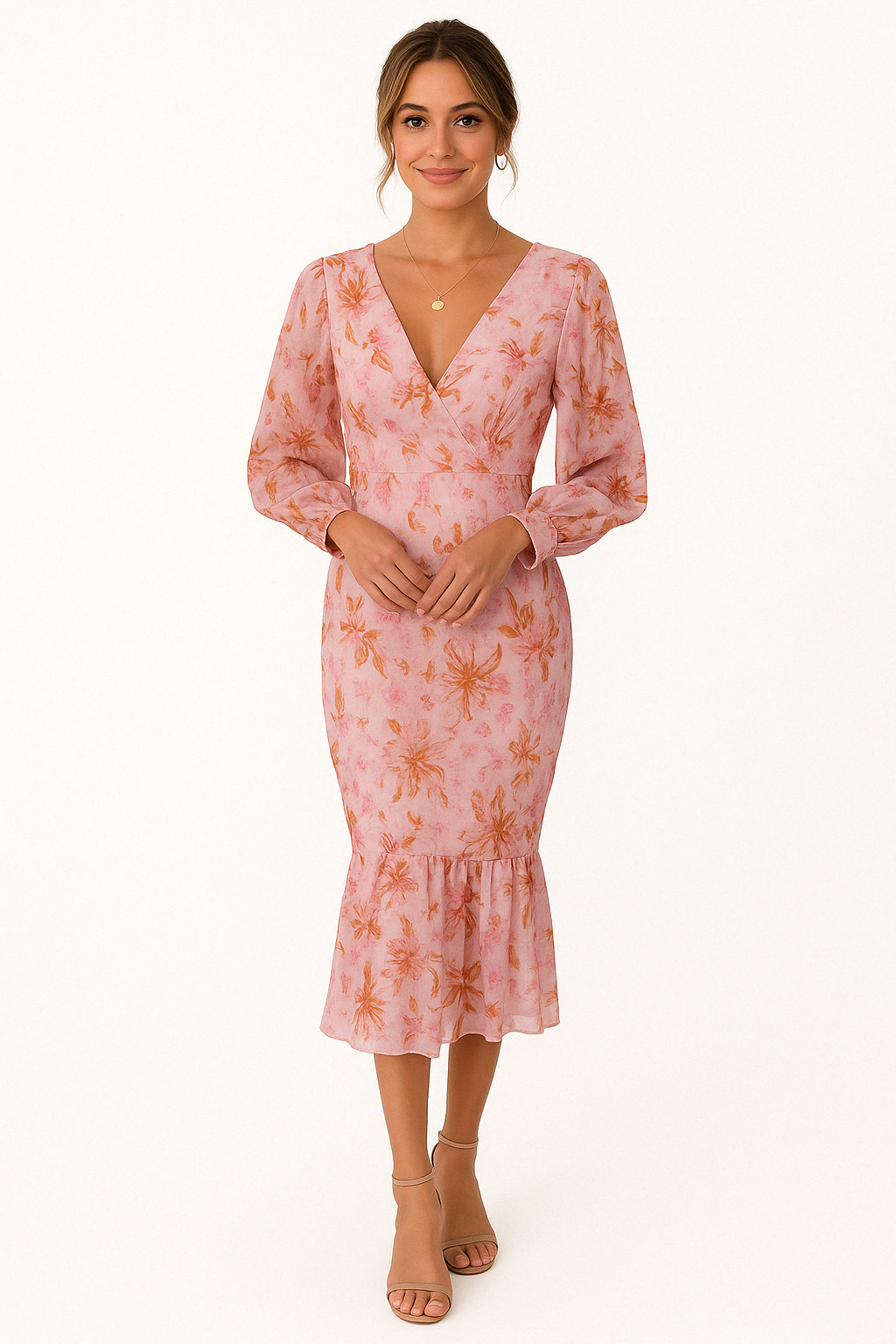 Geplooide jurk dames – Elegante bloemenprint jurk voor feest en casual gebruik