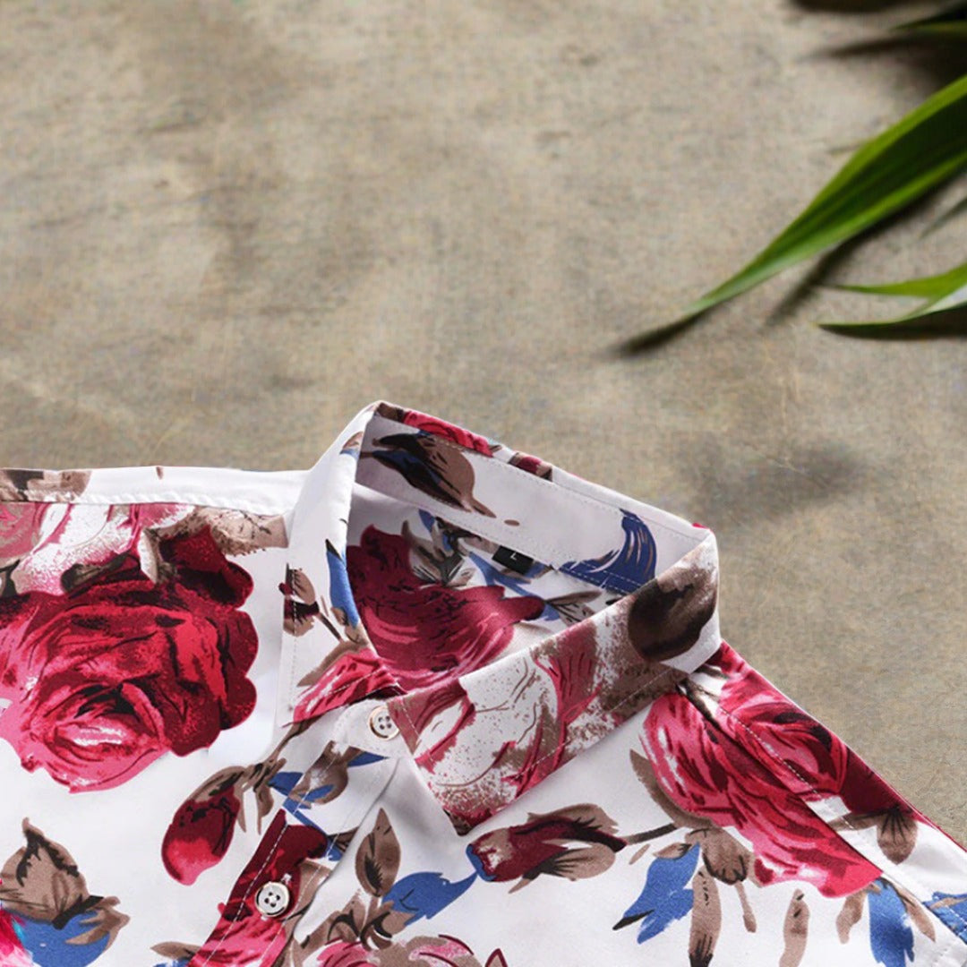 Heren Overhemd Bloemenprint – Langärmelige Casual Shirt voor Feest en Vrije Tijd
