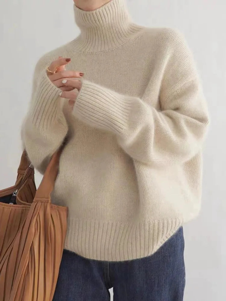 Trui Dames Col – Warme gebreide trui met hoge kraag voor casual stijl