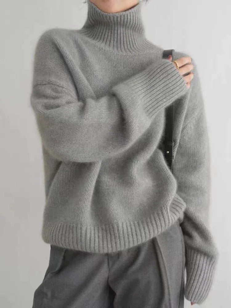Trui Dames Col – Warme gebreide trui met hoge kraag voor casual stijl