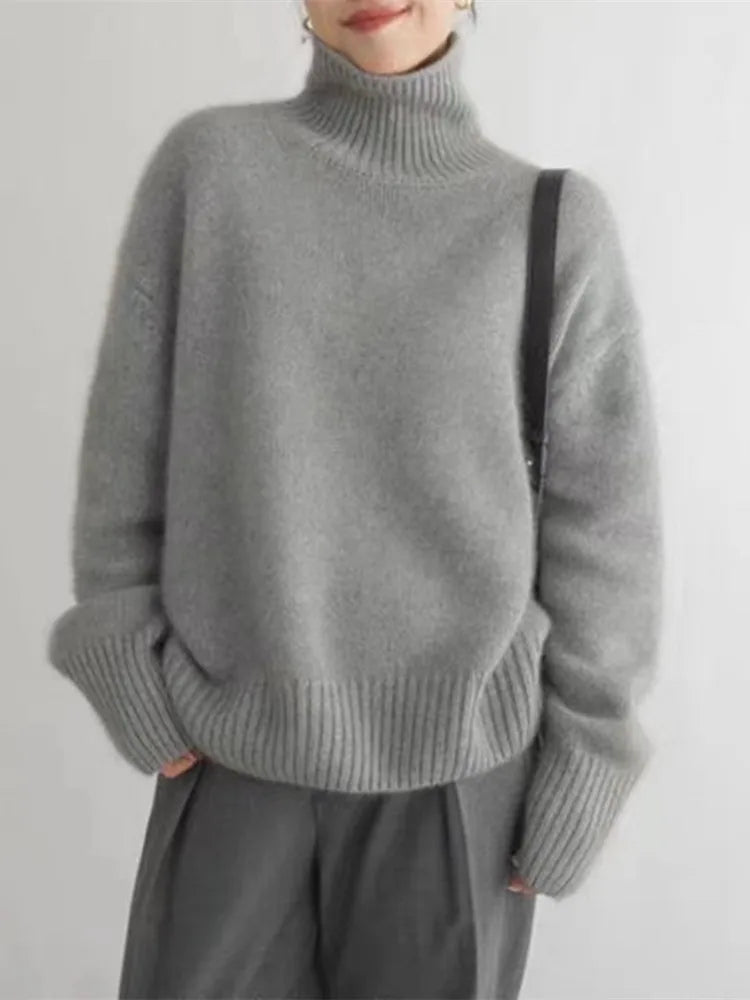 Trui Dames Col – Warme gebreide trui met hoge kraag voor casual stijl