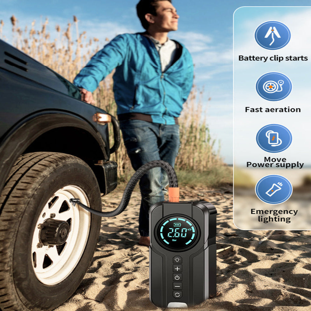 Compacte Auto Luchtpomp met Startkabel en LED Licht
