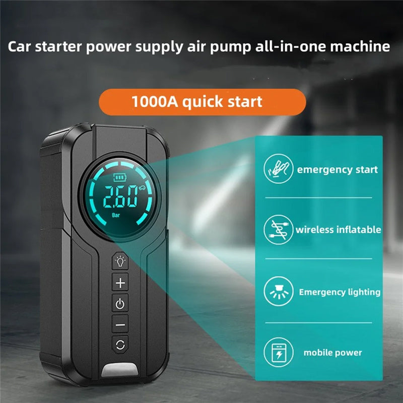 Compacte Auto Luchtpomp met Startkabel en LED Licht