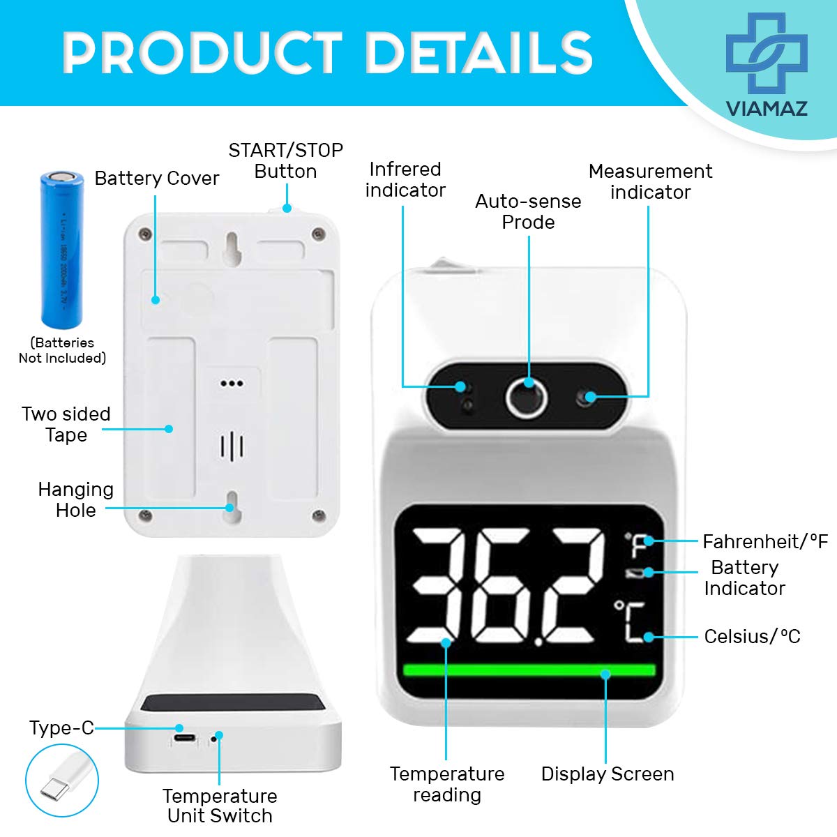 Contactloze Muur Thermometer Voorhoofd