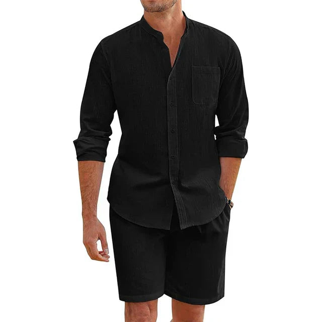 Heren Freizeithemd en shorts set – Comfortabele casual outfit voor zomer