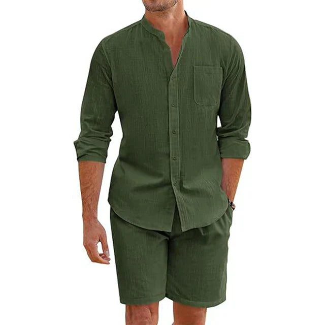 Heren Freizeithemd en shorts set – Comfortabele casual outfit voor zomer