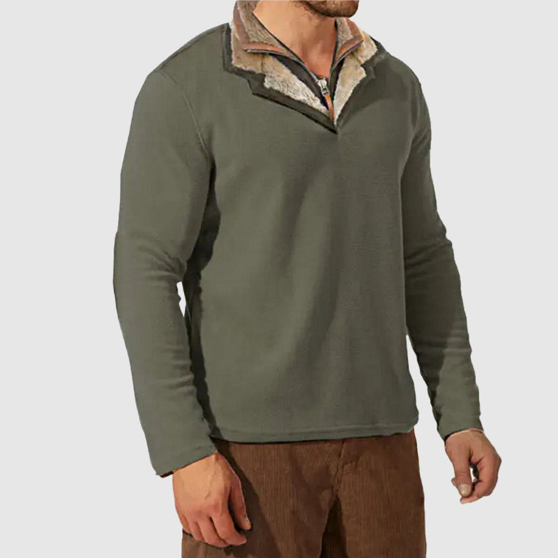 Pullover voor heren – Vintage-kraag trui van zachte stof voor casual stijl