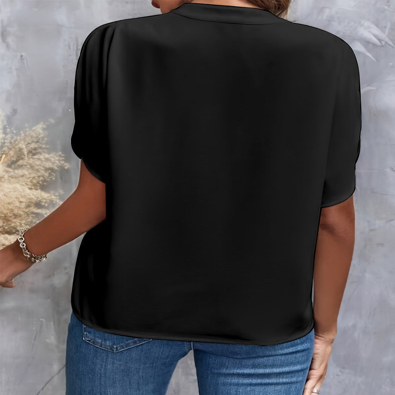 Dames Blouse – Elegante Effen Blouse met Korte Mouwen voor Casual en Feest