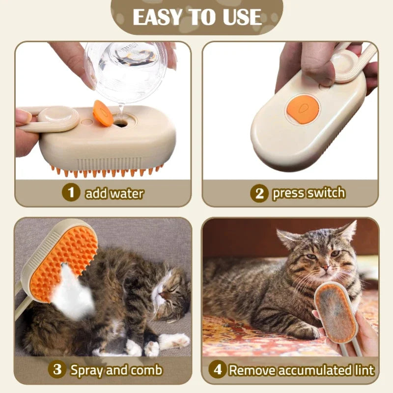 Dieren Stoom Verzorgingsborstel 3-in-1