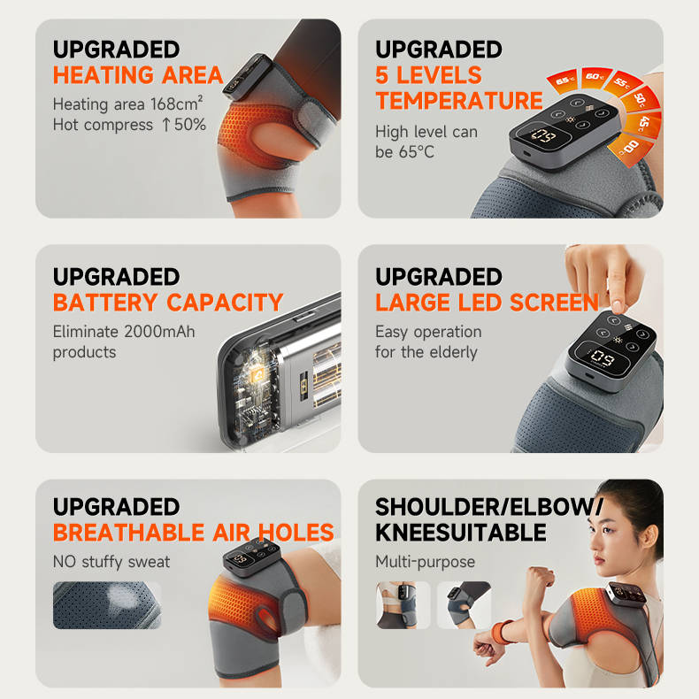 Draadloze Knie Massager Met Warmte en Vibratie