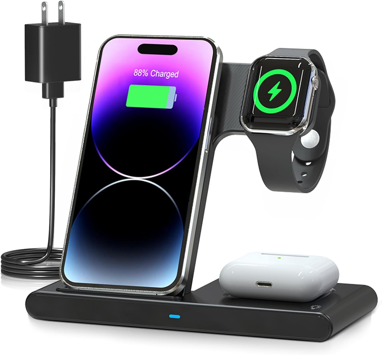 Draadloze Snellader Stand 3 in 1 voor iPhone Apple Watch AirPods