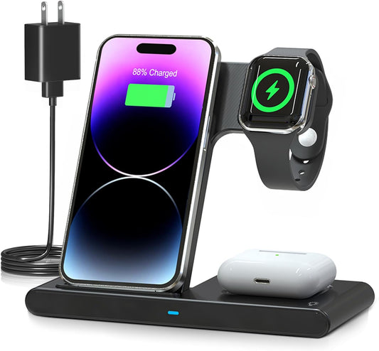 Draadloze Snellader Stand 3 in 1 voor iPhone Apple Watch AirPods