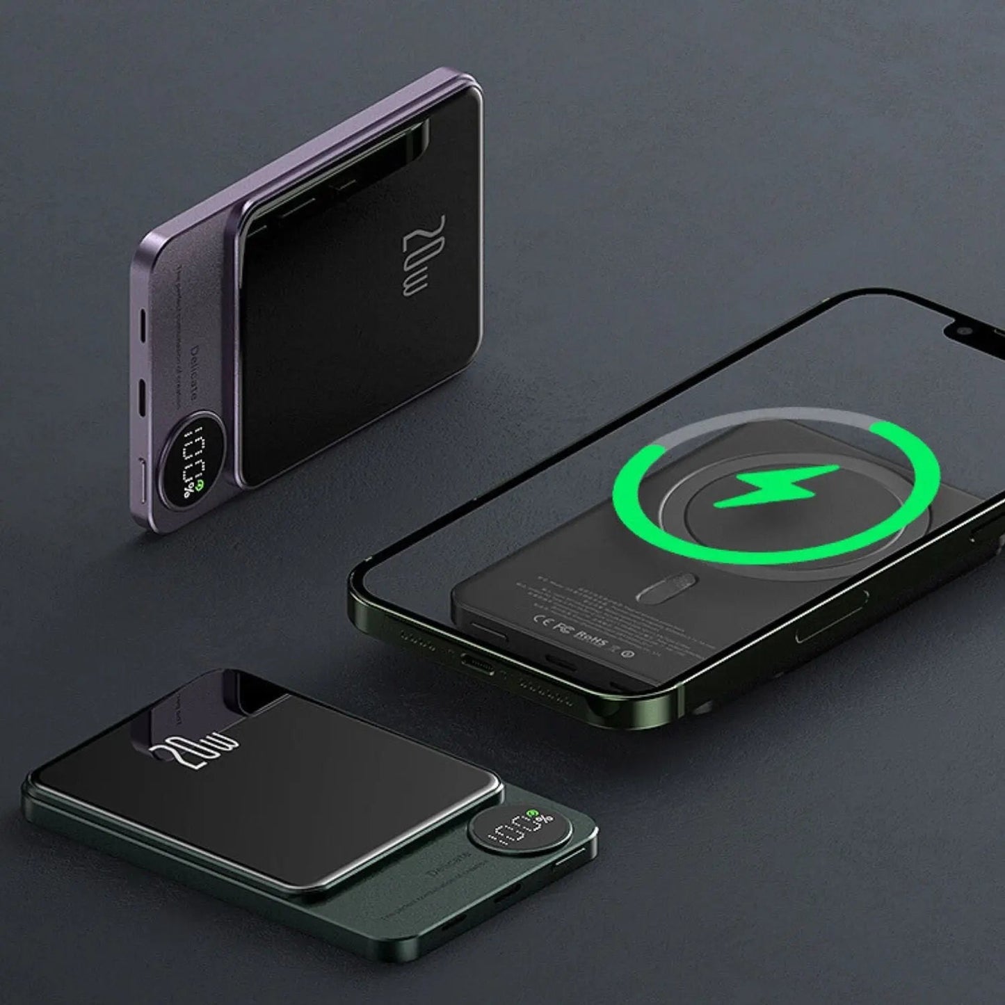 Draadloze magnetische snellader powerbank hoogcapaciteit back-up batterij