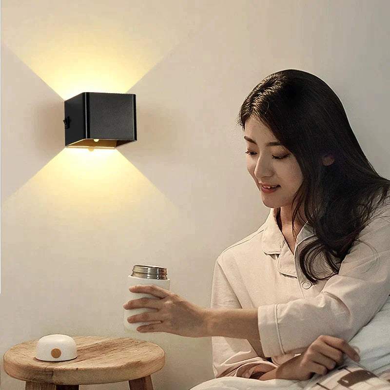 Draadloze wandlamp LED vierkant