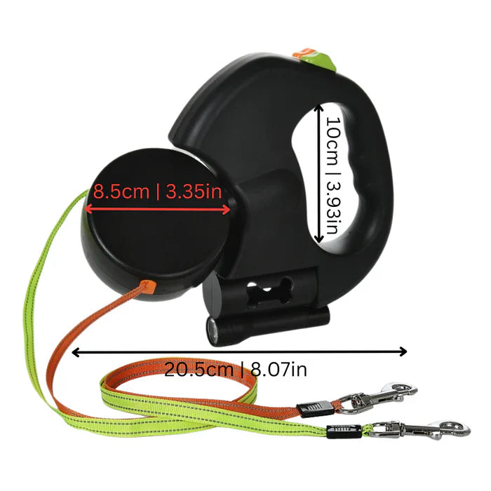 Dubbele Hondenriem TangleFree LED Licht 360 Draaibaar