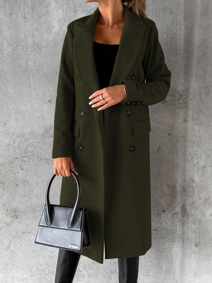 Damesmantel met dubbele rij knopen – Elegante trenchcoat voor vrouwen, stijlvol en warm