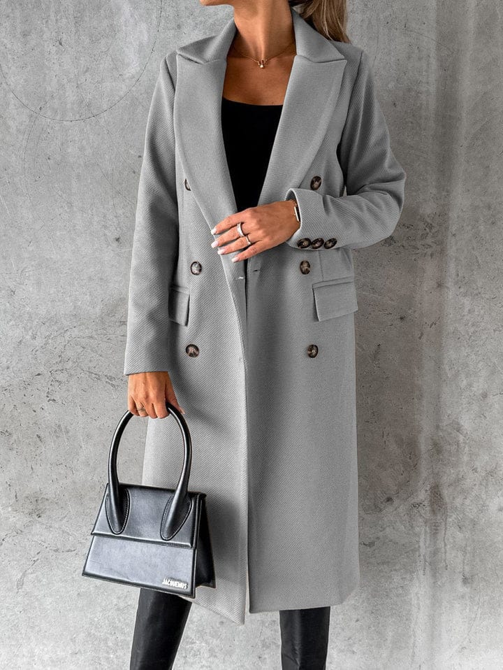 Damesmantel met dubbele rij knopen – Elegante trenchcoat voor vrouwen, stijlvol en warm