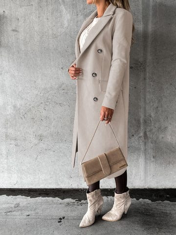 Damesmantel met dubbele rij knopen – Elegante trenchcoat voor vrouwen, stijlvol en warm