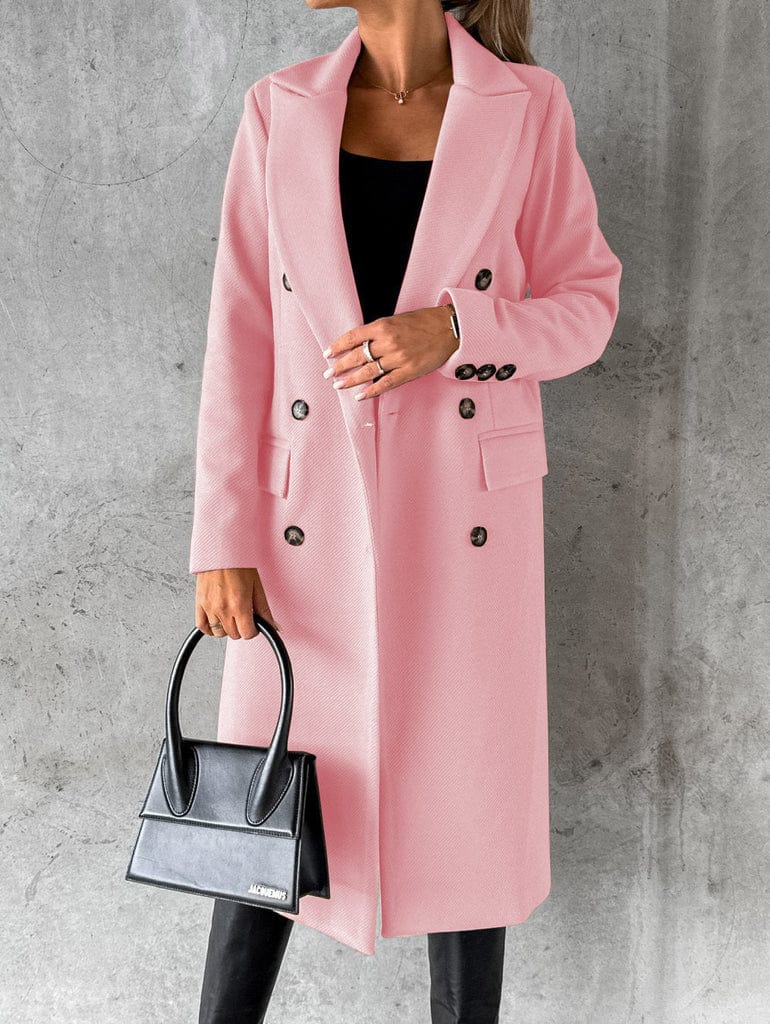 Damesmantel met dubbele rij knopen – Elegante trenchcoat voor vrouwen, stijlvol en warm
