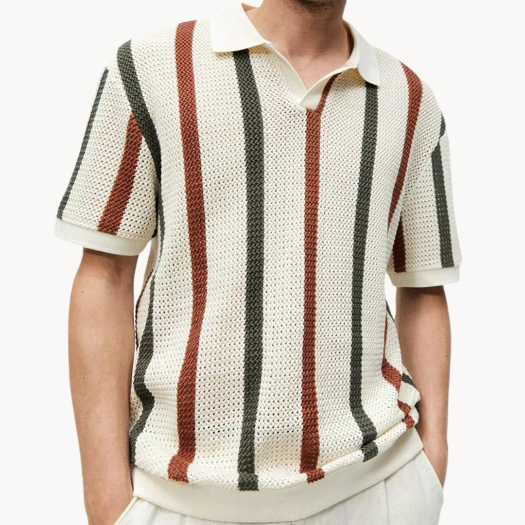 Gestreept Poloshirt Heren – Stijlvol Katoenen Poloshirt met Korte Mouwen