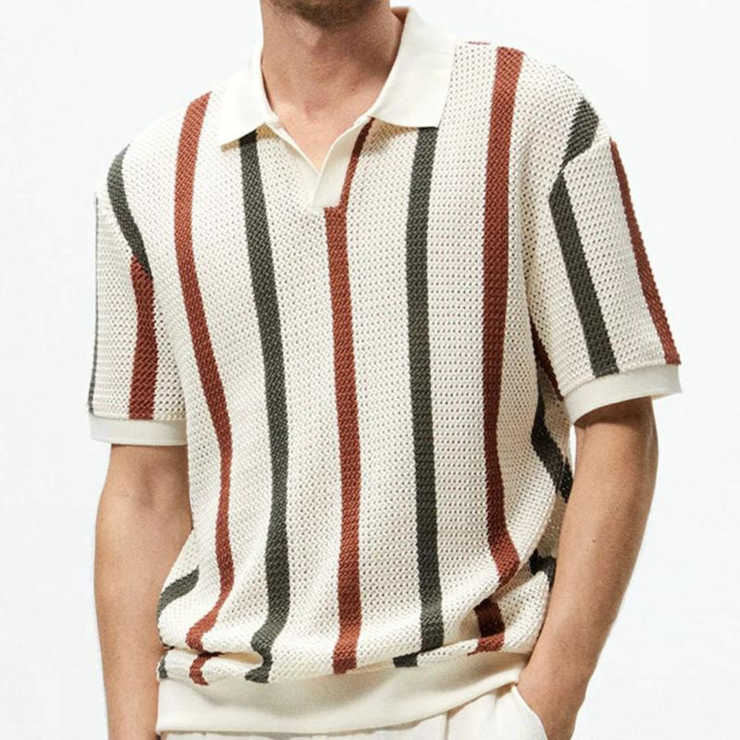 Gestreept Poloshirt Heren – Stijlvol Katoenen Poloshirt met Korte Mouwen