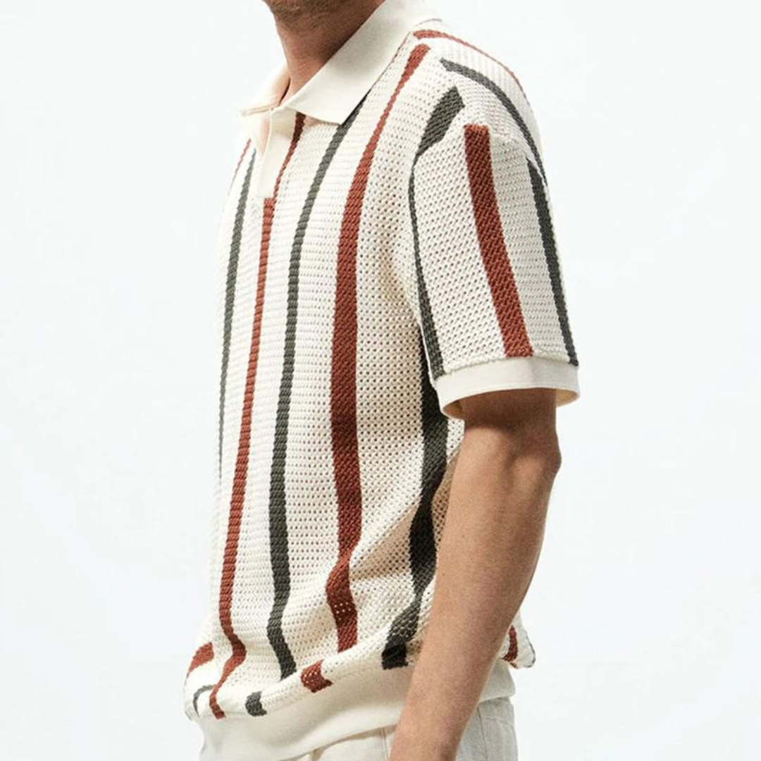 Gestreept Poloshirt Heren – Stijlvol Katoenen Poloshirt met Korte Mouwen
