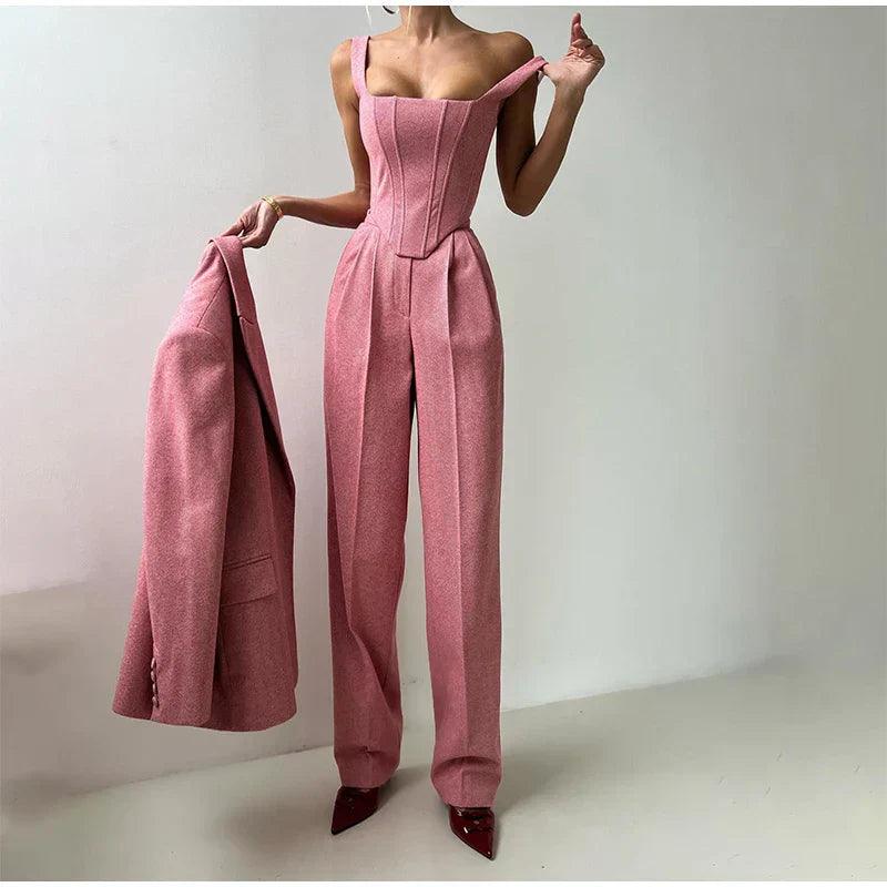 Hosenanzug Dames – Elegante Maatwerk Pasvorm & Luxueuze Stof voor Werk en Feest