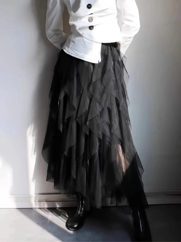 Rimpel-Mesh-Rok Dames – Elegante Rimpelrok voor Feestelijke Gelegenheden