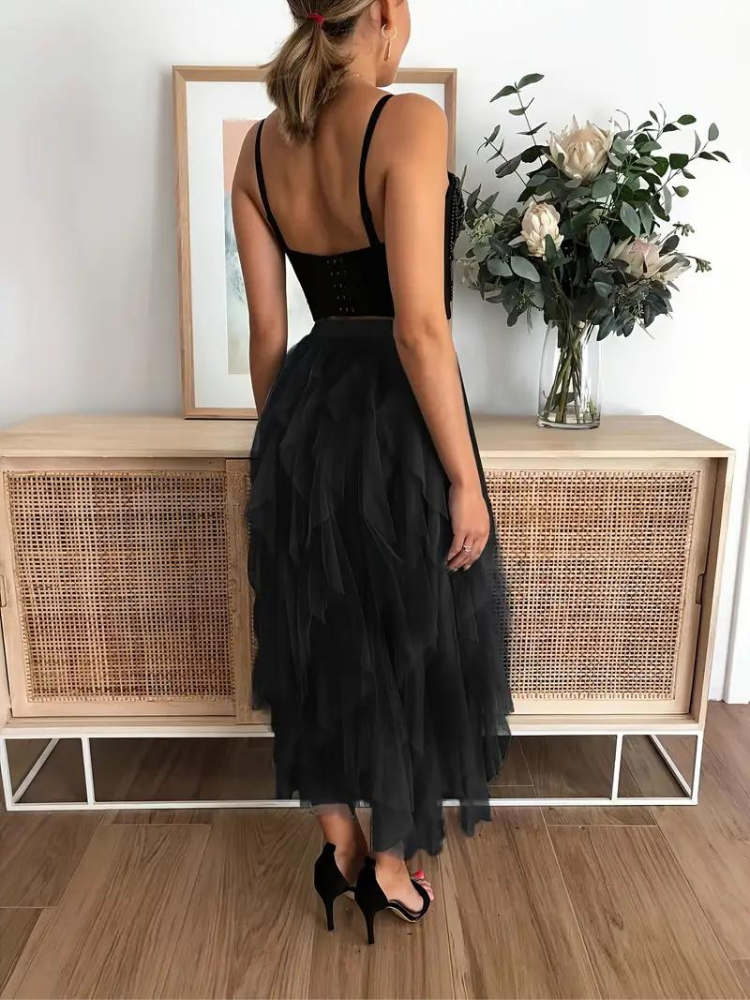 Rimpel-Mesh-Rok Dames – Elegante Rimpelrok voor Feestelijke Gelegenheden