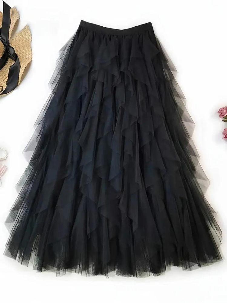 Rimpel-Mesh-Rok Dames – Elegante Rimpelrok voor Feestelijke Gelegenheden