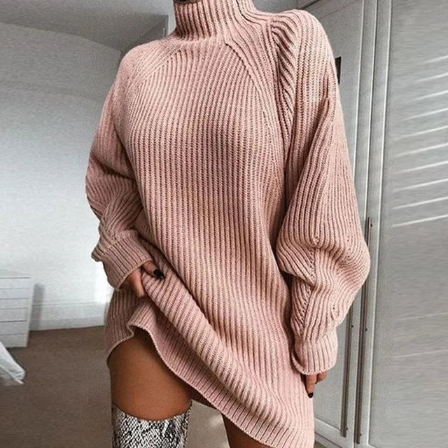 Gebreide Coljurk Dames – Elegante jurk met lange mouwen voor elke gelegenheid