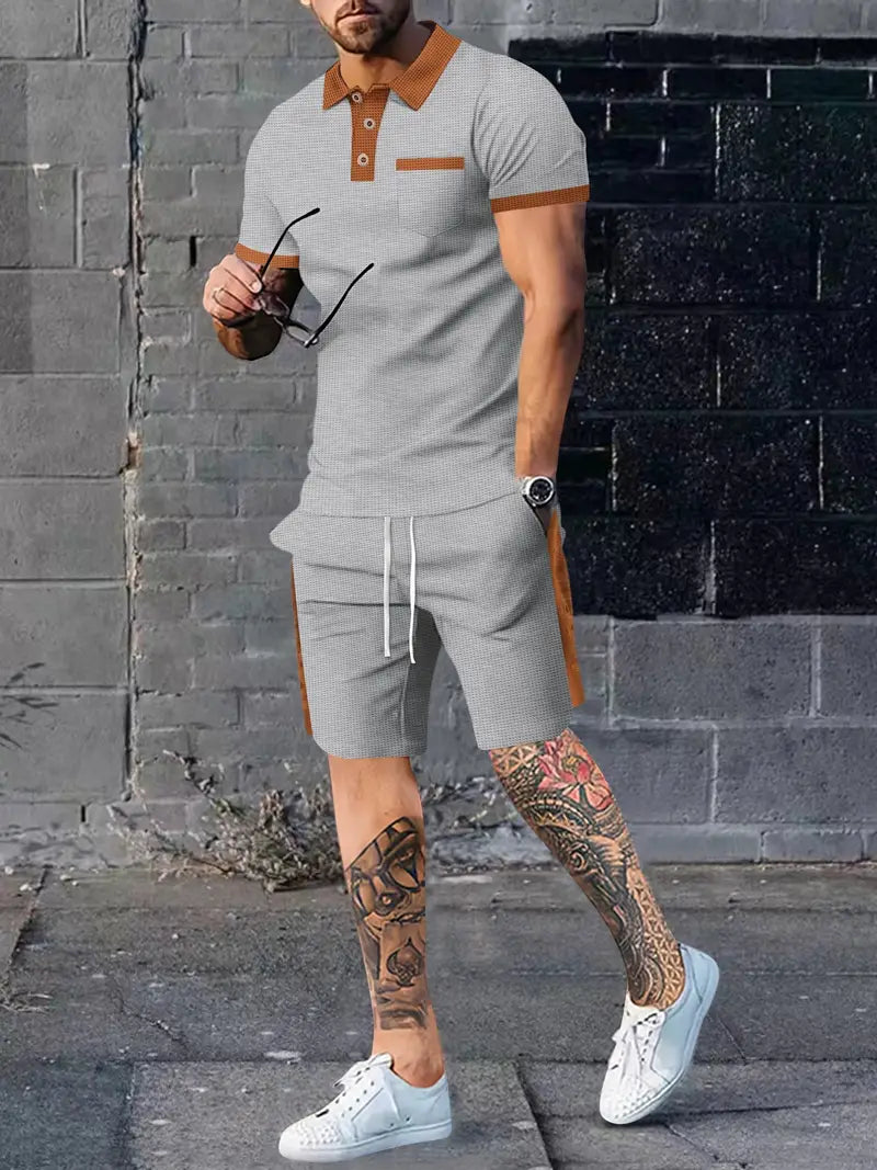 Polohemd en shorts heren – Comfortabele outfit met trekkoord voor casual stijl