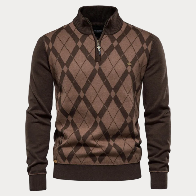 Gemusterde trui heren – Hoge hals trui van zachte stof voor casual stijl