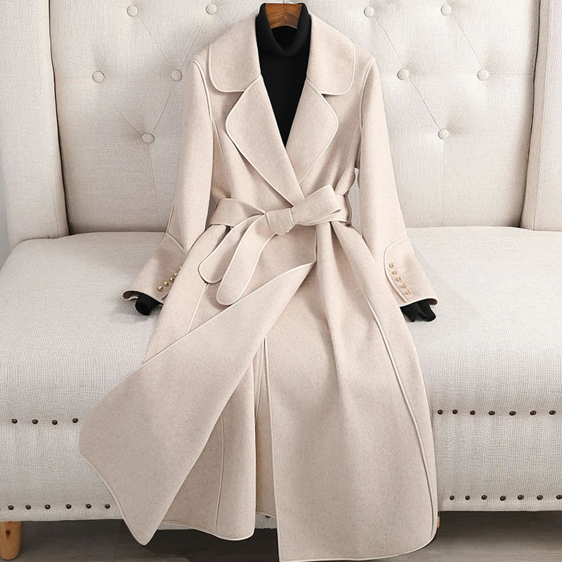 Trenchcoat dames met ceintuur – Elegante lange jas voor herfst en winter