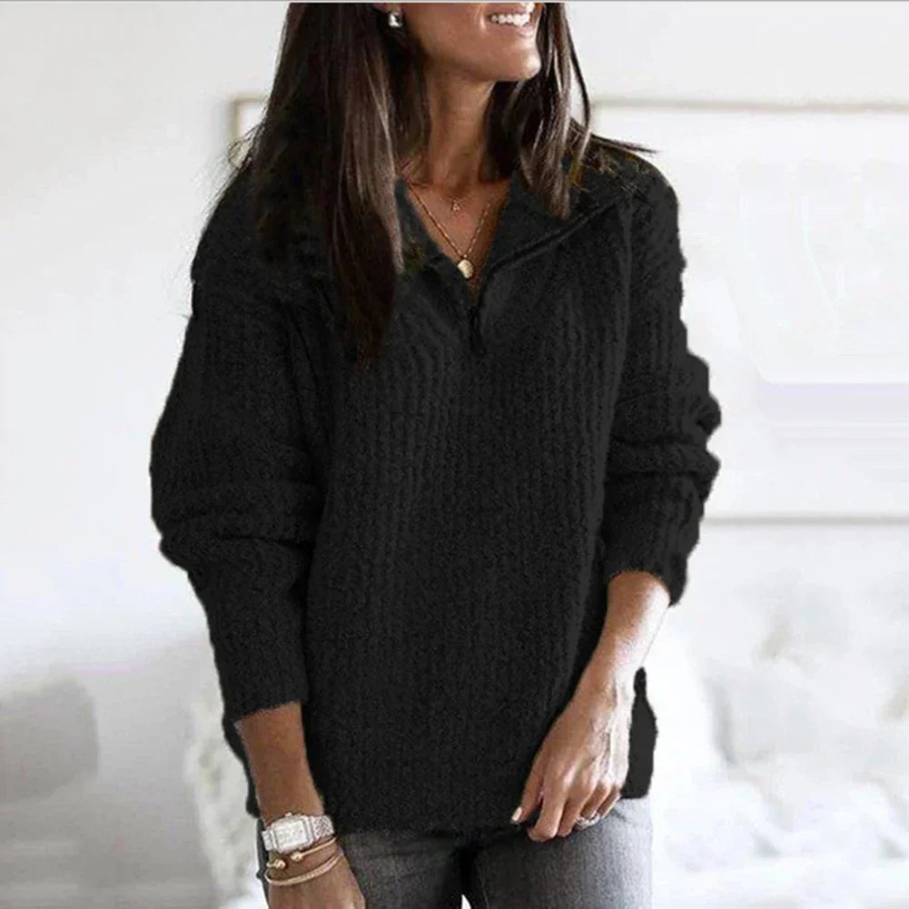 Damespullover met halve rits – Comfortabele trui voor dames, trendy en stijlvol