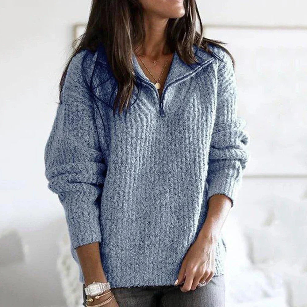 Damespullover met halve rits – Comfortabele trui voor dames, trendy en stijlvol
