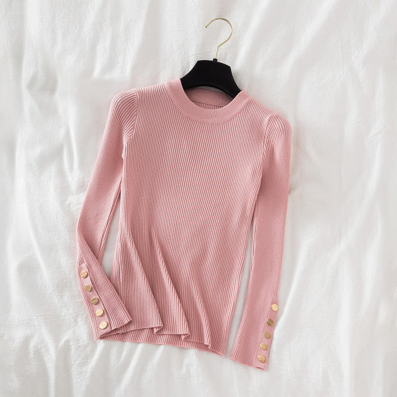 Trui dames – Elegante trui met knoopmouwen, stijlvol en comfortabel