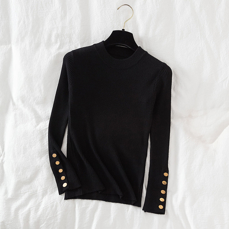 Trui dames – Elegante trui met knoopmouwen, stijlvol en comfortabel