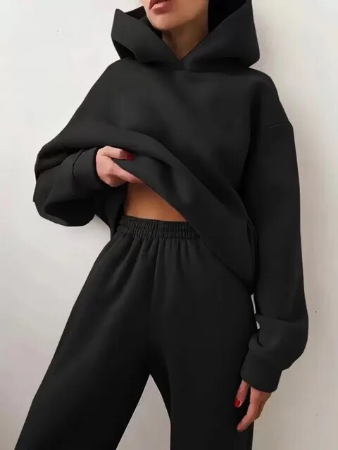 Hoodie en sweatpants dames set – Comfortabele sportoutfit voor thuis en buiten