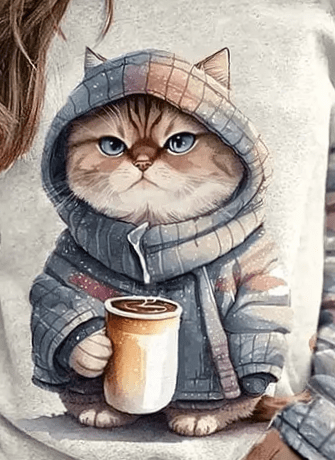 Damestrui kattenmotief – Comfortabele trui met schattige kattenprint voor dames