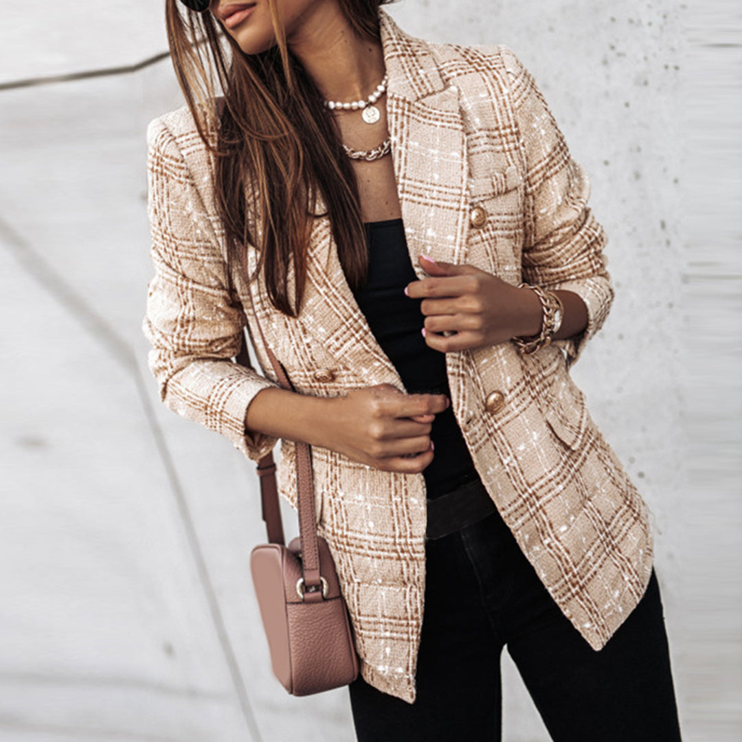 Blazer voor Dames – Geruite Blazer met Slim Fit en Stijlvolle Details