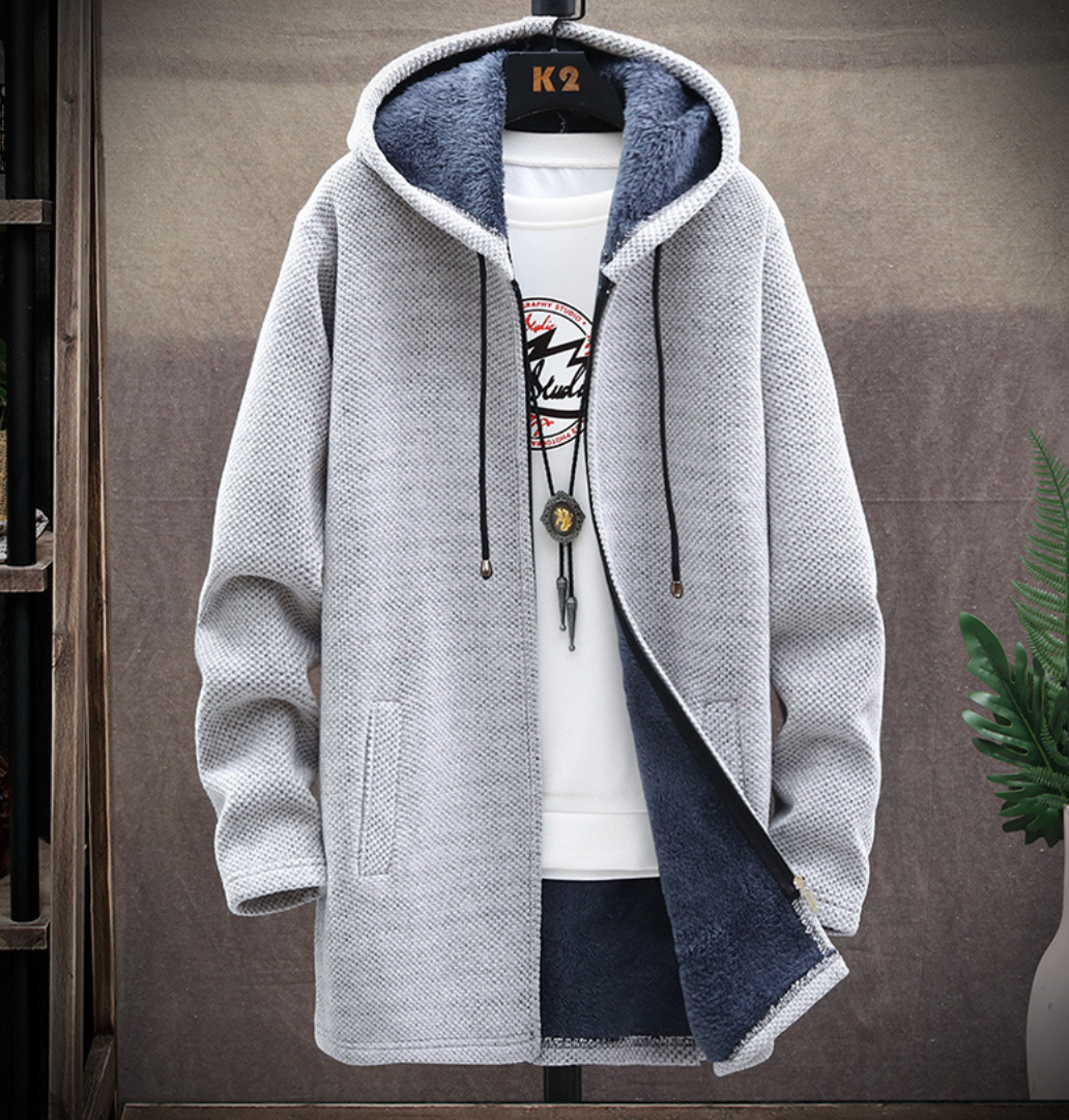 Heren Hoodie – Lange Hoodie met Zijzakken, Comfortabele Casual Mode